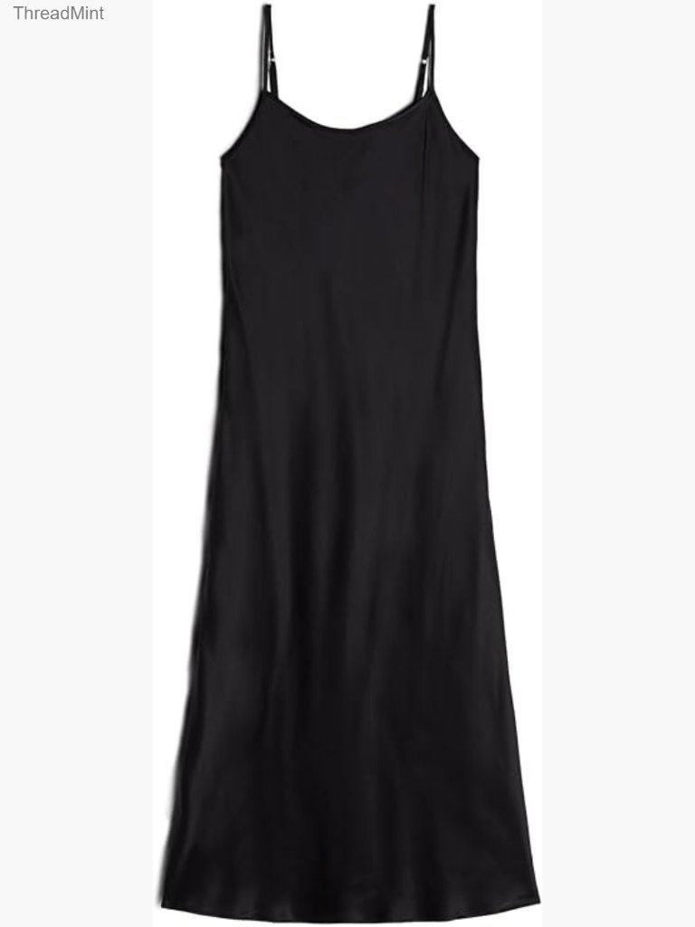 Midi Silk Slip Chemise Lace Trim Nightwear Outerwear Adjustable Straps